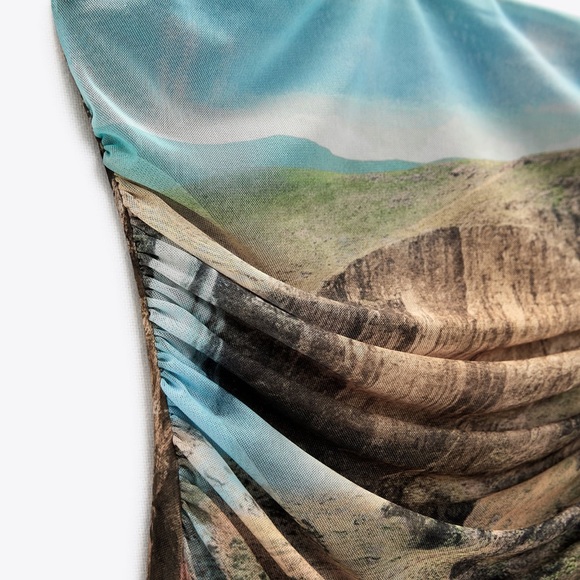 ZARA PRINTED TULLE DRESS - Picture 9 of 9